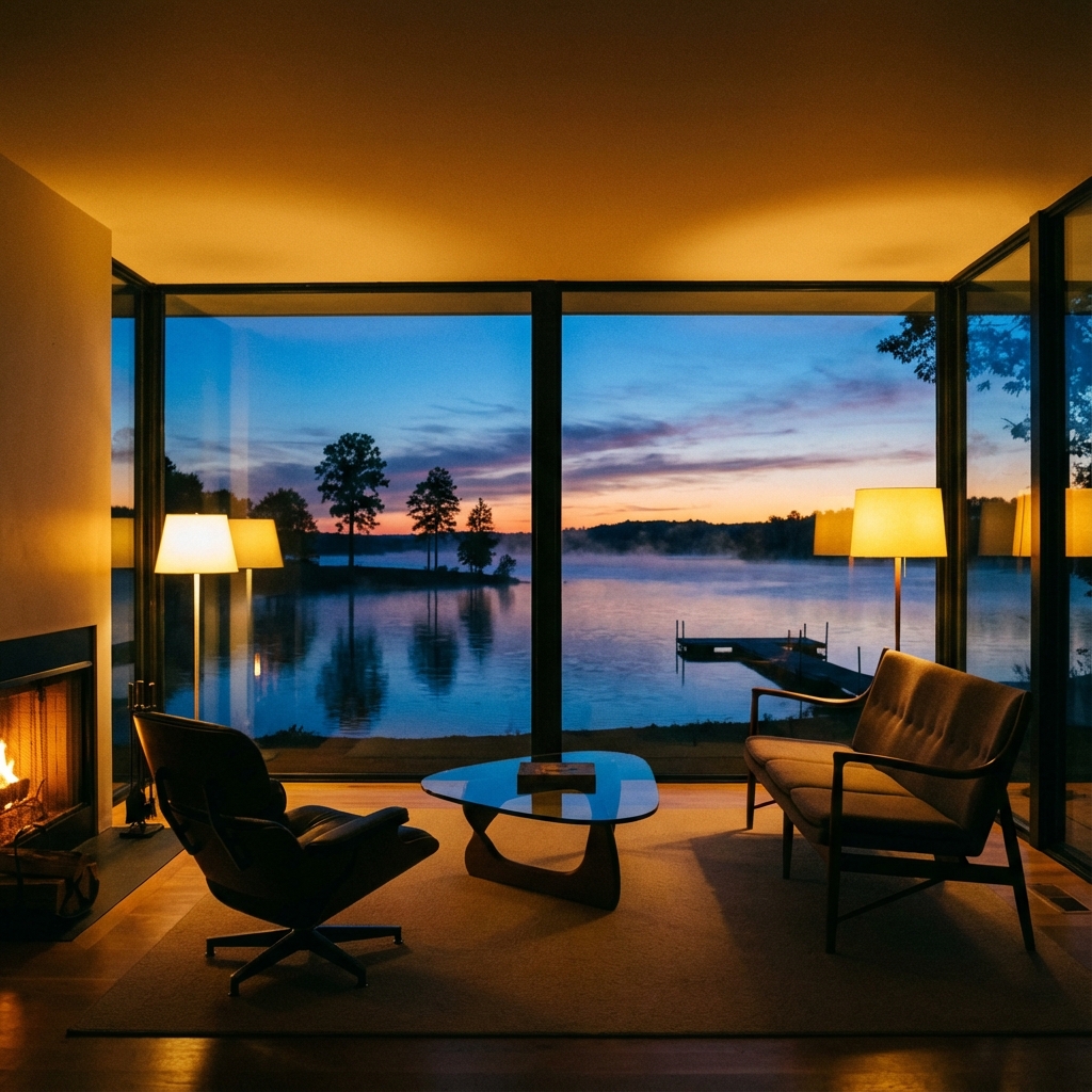 Interior view towards lake